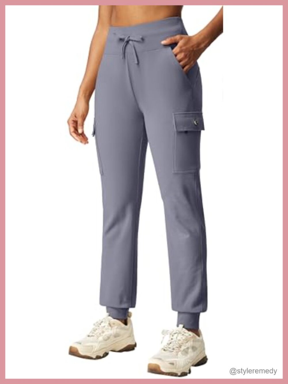 Fleece Lined High Waist Cargo Joggers for Women Thermal Running Hiking Pants